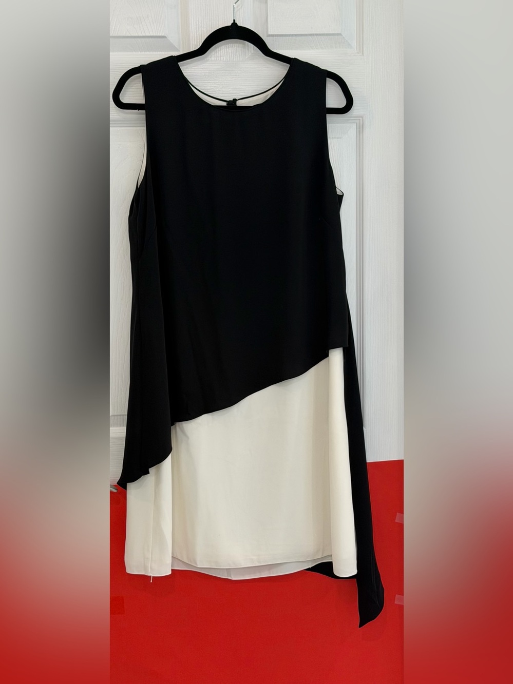 White House Black Market Black and White Asymmetrical Layered Dress